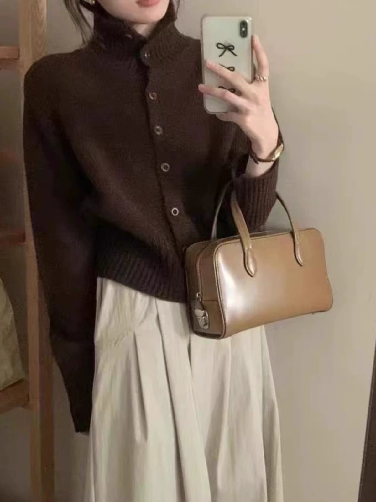 Wool Coat Peacoat - French new turtleneck short cashmere knit